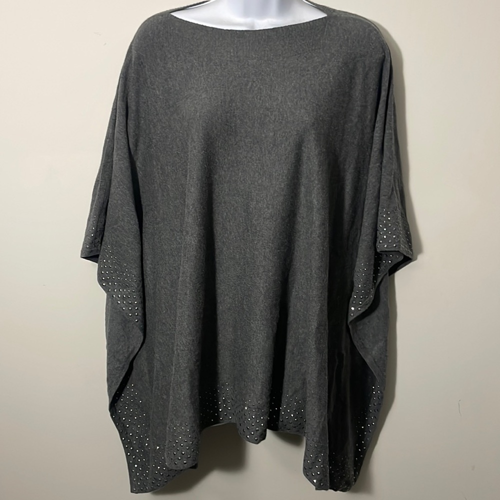 Chicos Heather Gray Sequin Poncho